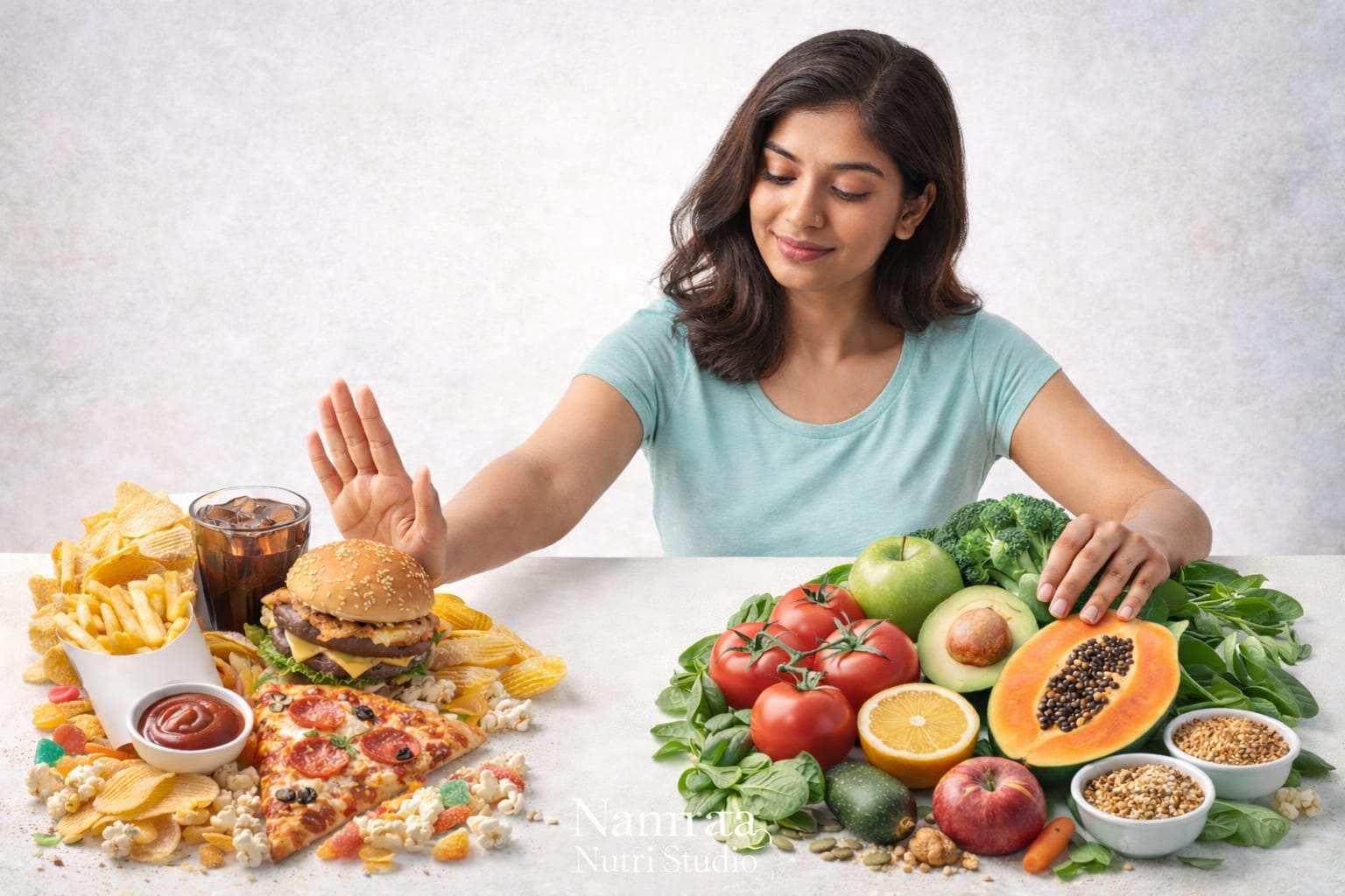 Unhealthy diet vs healthy diet for women